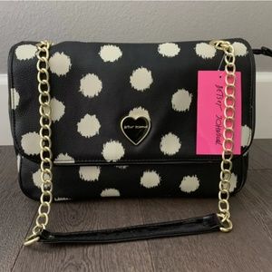 Betsey Johnson Black White Polka Dot Shoulder Bag
